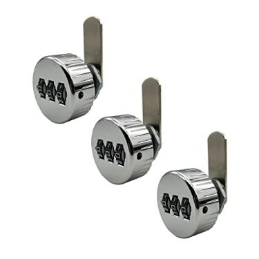 Imagem de 3 pacotes Puyueo cadeado de came combinado para gaveta de armário com senha para cadeado de came de código de caixa de correio (5/20.3 cm, cromado)