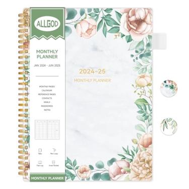 Imagem de Agenda mensal 2024-2025 para 18 meses de janeiro de 2024 a junho de 2025, calendário mensal 2024 com abas, agenda acadêmica semanal e mensal, capa flexível, encadernação dupla (21,5 x 28 cm)