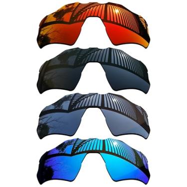Imagem de MYCOURAG 4 peças de lentes de substituição compatíveis com óculos de sol Oakley Radar EV XS Path (Youth Fit) OJ9001 - preto sólido + titânio + azul gelo + vermelho fogo