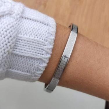 Imagem de Pulseira Bracelete Masculino e Feminino Oração do Pai Nosso Folheado P