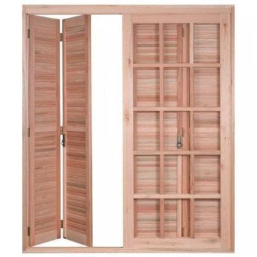 Imagem de Porta de Madeira Balcão Pantográfica 213x180cm com Batente De14cm Ewk 