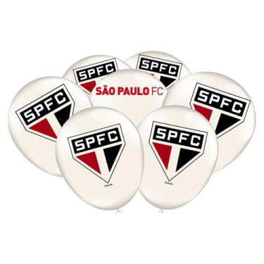 Imagem de Balão Bexiga 9" São Paulo Festa de Aniversário e Comemoração Futebol -