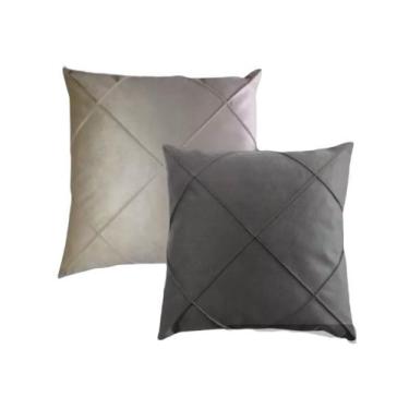 Imagem de Kit 02 Almofadas Cheias Drapeadas em Suede 45x45cm Sala Sofá Quarto - 