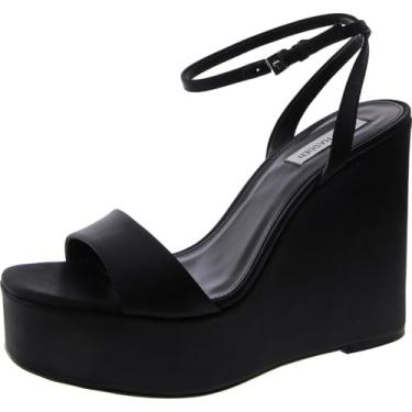 Imagem de Steve Madden Sandália feminina de salto Cecee, Cetim preto, 10