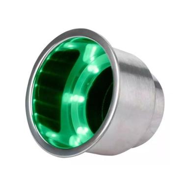 Imagem de Porta Copos Embutir Inox C/ Led Verde 12v Barco Lancha Mesa - Noster
