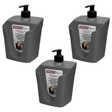 Imagem de Kit 3 Dispensador Porta Detergente e Esponja 610 ml C/ Bico Dosador - 
