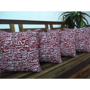 Imagem de Kit 4 Capas de Almofadas Decorativas Jacquard Estampado Letras 1  - Th