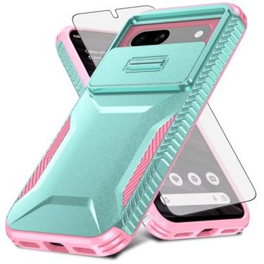Imagem de Asuwish Capa de celular para Google Pixel 7A 5G 2023 com protetor de tela de vidro temperado e capa de câmera deslizante fina, resistente, híbrida, à prova de choque, proteção rígida, acessórios para
