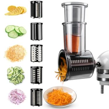 Imagem de Acessórios de triturador de fatiador para batedeiras KitchenAid, ralador de queijo, máquina de salada, triturador de legumes, fatiadores de alimentos, acessórios de pó de moagem com 5 lâminas