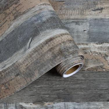 Imagem de VaryFloral Papel de parede de madeira cinza Shiplap Peel and Stick Rústico Cinza Tábua de Madeira Papel de Contato para Bancadas Armários Impermeável Removível Vinil Painel de Madeira Papel de Parede