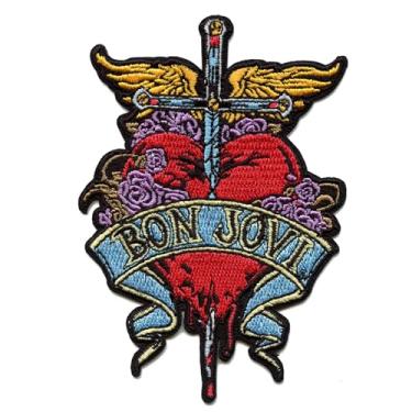 Imagem de C&D Visionary Patch de coração e adaga Bon Jovi, vermelho, amarelo, azul