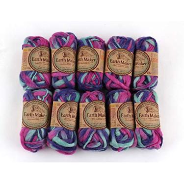 Imagem de Earth Maker Pacote com 10 (meadas) 100% lã fio super volumoso cada novelo 30 g, 16 metros, pavão indiano