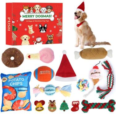 Imagem de Calendário do Advento de Brinquedos para Cães ANOTION 12 dias de Natal 2024
