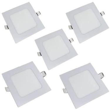 Imagem de Ilumine sua Casa com Kit 5 Painel Plafon LED 6w Quadrado Branco Quente