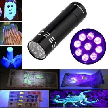 Imagem de Lanterna Metal Luz Negra Notas Luz Uv Unhas Gel Esmalte secagem - ZEM