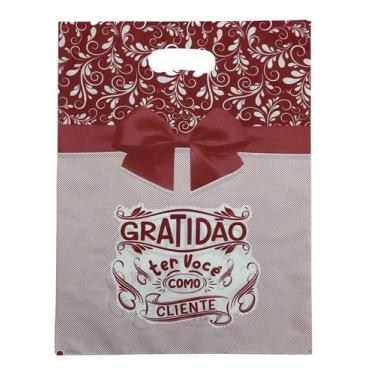 Imagem de Sacola boca de palhaço GRATIDÃO AO CLIENTE 30x40cm 50un Aliança, Grati