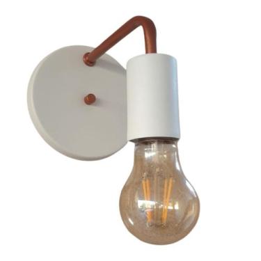 Imagem de Arandela Parede Industrial Interna Slim Garagem Branco/Cobre - Poli Lu