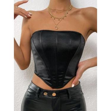 Imagem de Cropped Cropt Cirre modelo Morcego sem alça Ponta Corselete - Estação 