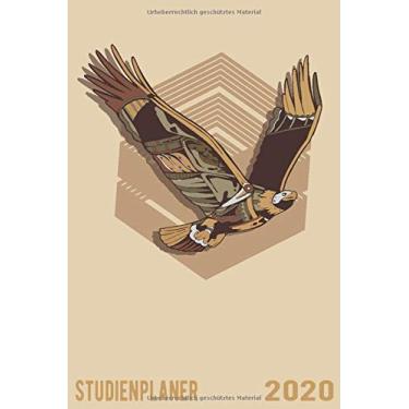 Imagem de Studienplaner 2020: Wochenplaner zum notieren, organisieren und planen ca. DIN A5 6x9. Kalender/Terminkalender/Monats- / Tagesübersicht/Kontakt- ... : Adler Vogel Natur Roboter Vintage Retro