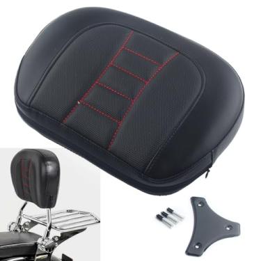 Imagem de FINMOKAL Almofada de encosto de passageiro traseiro destacável para motocicleta Sissy Bar com suporte preto para Harley Touring Model 1997-Up Electra Glide Road Glide Road King Street Glide - Linha