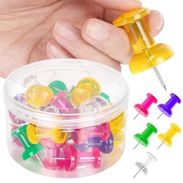 Imagem de DANRONG 30 peças de pinos jumbo para quadro de avisos, grandes tachas de polegar para parede, 4 cm, tachinhas coloridas gigantes, pinos para quadro de cortiça, mapas, fotos, pôsteres, calendário,