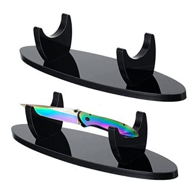 Imagem de WANLIAN Suporte de Exibição de Punhal Acrílico Suporte de Mesa para Punhal Suporte para Armas Suporte para Espada para Exibição de Punhal (Oval Preto 1 Pacote)