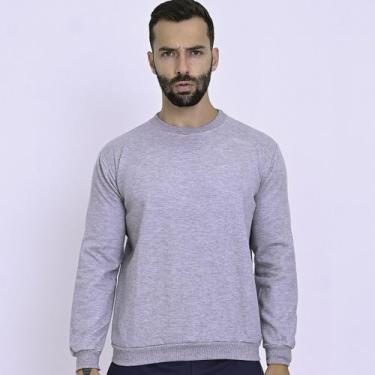 Imagem de Blusa De Frio Moletom Gola Redonda Lançamento Hugo - HUGO JOBS, Cinza,