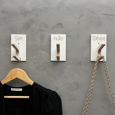 Imagem de 9 Ganchos Pendurador Provador Lojas Sim Não Talvez Inclinado Cor:Branco