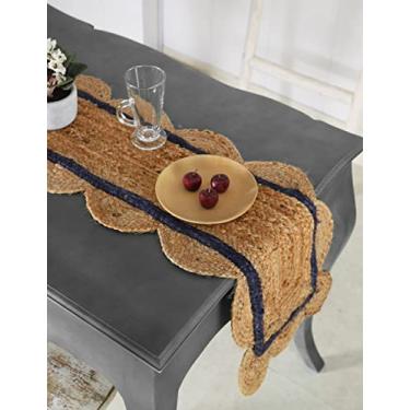 Imagem de Madhu International Caminho de mesa boêmio de juta - 33 x 122 cm - tecido à mão por artesãos habilidosos - caminho de mesa boho adequado para sala de estar, cozinha - corredor de juta retangular