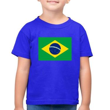 Imagem de Camiseta Algodão Infantil Bandeira Brasil - Foca na Moda, Azul royal, 