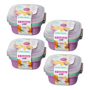Imagem de Conjunto 12 Potes Plásticos Quadrado 1,3l Vac Freezer Sanremo