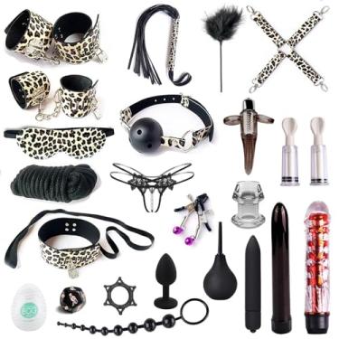 Imagem de LEQC bdsm restrições brinquedos sexuais 24pc bondage restrições conjunto fetiche cama restrições kits, jogo de bola de gangue, vibradores massageadores para casais sexo
