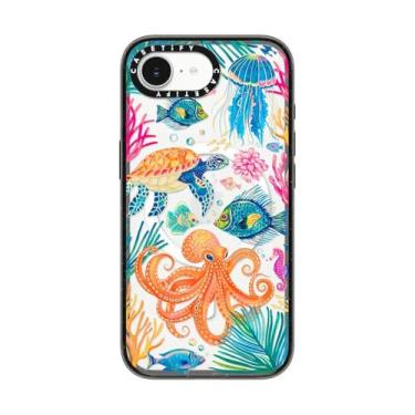 Imagem de CASETiFY Capa Impact para iPhone 16e [4X testado contra quedas de grau militar/proteção contra quedas de 2,5 metros/compatível com Magsafe] - Under The Sea 2 - preto transparente