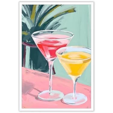 Imagem de Cartazes de coquetel modernos tela de vidro martini arte de parede cálice licor transparente verão assinatura bebidas impressão pintura para casa quarto dormitório bar carrinho decoração de parede 20