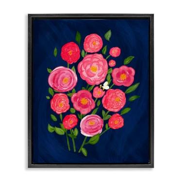 Imagem de Stupell Industries Rosa Poses Bunches Black Floater Tela emoldurada Design de arte de parede por Michelle Ingari Designs, 25 x 31