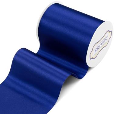 Imagem de Kryvus 10 cm x 22 metros de largura fita de cetim azul real sólida para cerimônia de corte, grande abertura, faixa de cadeira de casamento, decoração de carro, laços de cabelo, embrulho de presente,