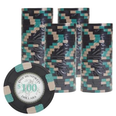 Imagem de Gamers Lounge Poker Knights fichas de pôquer de 13,5 gramas (pacote com 100) - Composto de argila inspirado no cassino ($100 preto)