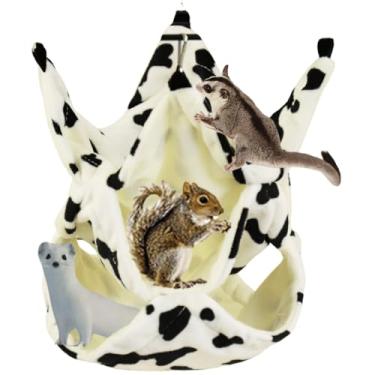 Imagem de Copfeu Cama de rede para animais de estimação pequena gaiola para animais de estimação, brinquedo de camada tripla para hamster, porquinho-da-índia (branco e preto, grande)