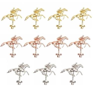Imagem de Metal Horse Race Game Pegs for Most Horse Racing Board Game, Classic Horse Racing Game Pieces for Horse Race Board Game, Horse Size:2.12x2.2inchs, Peg Foot Size:0.27 inchs (4Gold+4Rose Gold+3Silver)