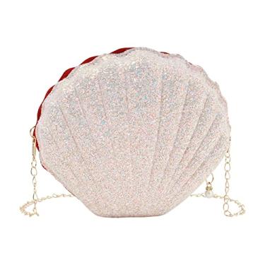 Imagem de Van Caro Bolsa tiracolo feminina de couro PU com glitter e pérola, Rosa 01, One Size