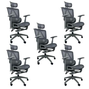 Imagem de Kit 5 Cadeiras de Escritório Presidente Executiva Oficial Titan Cinza