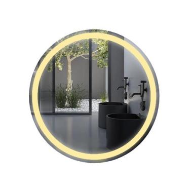 Imagem de Espelho Com Led Redondo Touch 80x80 Cm Jateado Sala Banheiro - Flash G