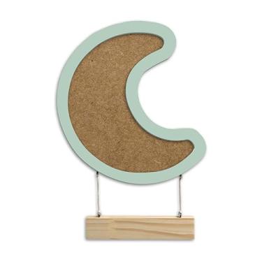 Imagem de Porta Maternidade Para Amigurumi em Mdf Colorido Moldura Lua com Plaquinha Cor:Verde Paraíso;Tamanho:21,7x27,3 cm