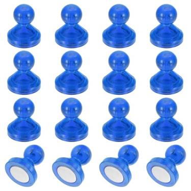 Imagem de PATIKIL 16 pinos de ímãs, 1 x 0,9 ímãs fortes de geladeira quadro branco magnético tachinhas decorativas para geladeira Locker calendário escritório, azul