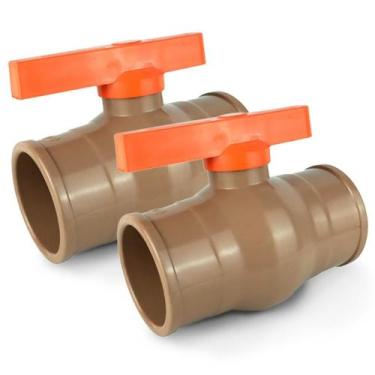 Imagem de 2X Registro De Esfera Soldável Pvc 50Mm (1.1/2) Marrom - Plastilit / U