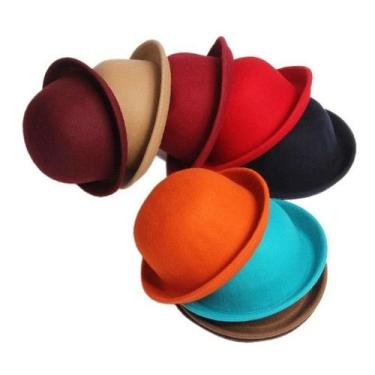 Imagem de Chapeu Coco Feltro Feminina Cores Variados ESTILO RETRO - oem, Rose