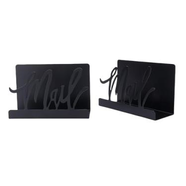 Imagem de Titular do Correio do Desktop, Moderno Black Metal Mail Holder Organizador de Bancada,...