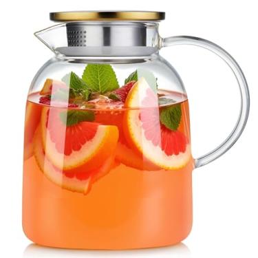 Imagem de DOPUDO PHONO Glass Pitcher (54oz/ 1600ml) with Stainless Steel Lid and Spout, Borosilicate Glass Water Carafe, Beverage Iced Tea Jug for Hot Cold Water Wine Coffee Milk and Juice Carafe
