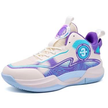 Imagem de Bolognifi Tênis de basquete masculino atlético respirável malha antiderrapante durável leve absorção de choque tênis de corrida casual presente(Beige,38 BR)