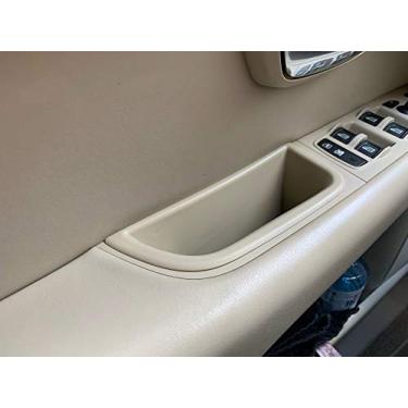 Imagem de TENWIND Para Volvo XC70 V70 S80 Maçaneta da porta da frente do carro bandeja caixa de armazenamento auto interior organizador acessórios (bege)